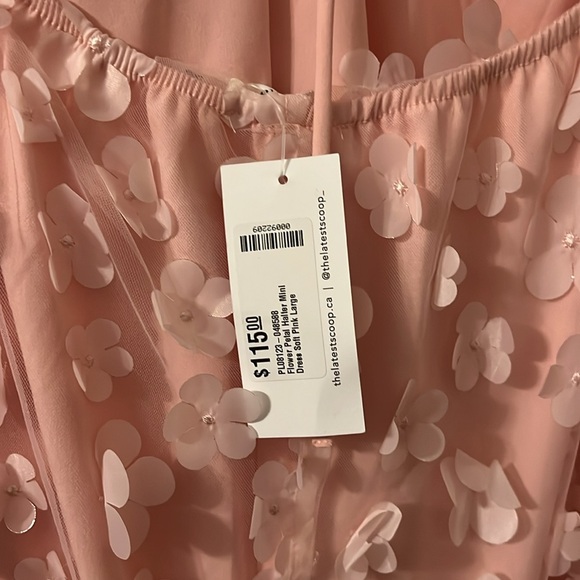 Halter Pink Dress with Flowers - Picture 3 of 3